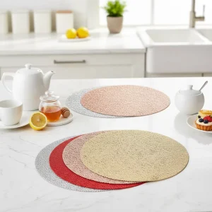 Festive Foam Feeling Woven PVC Waterproof Non Slip Eco Friendly Kitchen Placemat Heat Resistant Dining Table Mat for Home