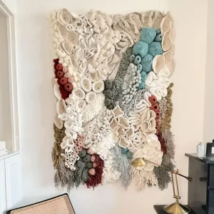 Fiber Coral Reef Woven Tapestry Macrame Wall Hanging 3D Sculpture Textured Art Home Wall Decor
