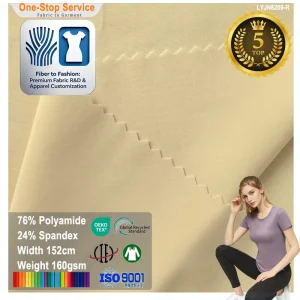 Fine Gauge Warp Knitted Nylon Spandex 28E Smooth Paper Touch High Spandex 4 Way Stretch Performance Fabric