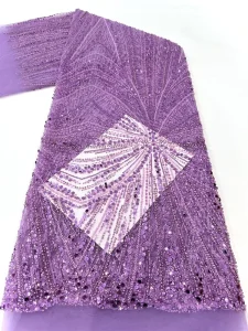 Fine Sequin Embroidered Lace Fabric 100% Polyester Fashion Wedding Dress for Parties Dance Shows & Bags