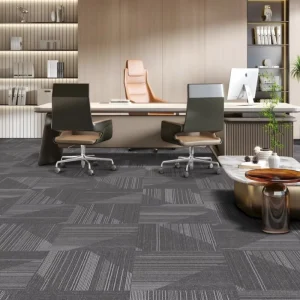 Fire Rated Diagonal Cut Vertical Strip Modular Carpet Tiles Easy Installation Square Carpet for Minimalist Business Office Space