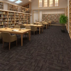 Fire Rated Modern Loop Pile Cushioned Striped Commercial Modular Office Carpet Tiles with Bitumen Backing