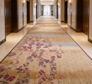 Fire Resistant Wall to Wall Broadloom Carpet Tufted Nylon Floral Washable Custom Hotel Corridor Lobby Carpet Roll
