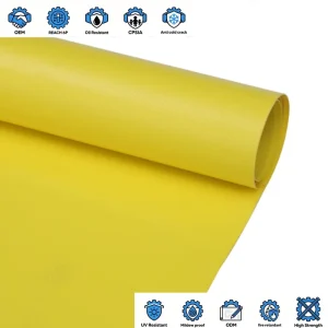 Fire Retardant B1 M2 Waterproof Woven PVC Coated Oilproof Yellow Tarpaulin Outdoor Industry Fabric Multiple Uses