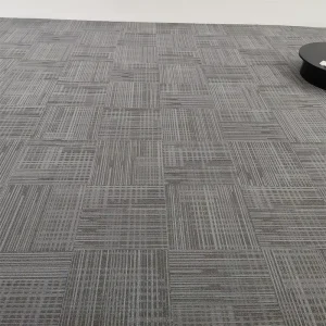 Fireproof Non Slip Striped Loop Pile Carpet Tiles Commercial Office Banquet Home Modern Design 50x50cm PET Friendly Tufted