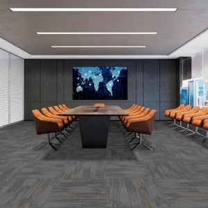 Fireproof Sound Absorbing Jacquard Vertical Strip Carpet Tiles Detachable Interlocking Mat for Office Conference Hall