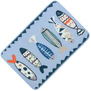 Fish Patterned Circular PP Door Mat Waterproof Floor Mat Bathroom Anti slip Mat