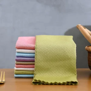 Fish Scale Microfiber Cleaning Cloth Anti Grease Streak Free Lint Free Window Polishing Towels for Kitchen Glass
