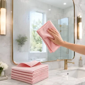 Fish Scale Microfiber Glass Towel Lint Free Scratchless Streak Free Absorbent 400GSM Window Mirror Factory