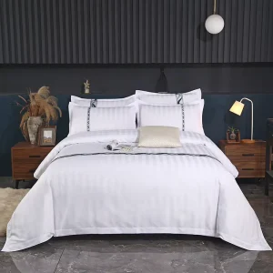 Five star Hotel Four piece Set 120g Thickened Twill Weave Strap Pure White Comforter Sets for Hotel