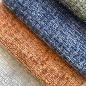 Flame Retardant Knitted Dobby Patterned Velvet Geometric Design Textured Chenille Sofa Upholstery Fabric for Couch Bed Chair