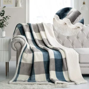Flannel Double Sided Plaid Throw Blanket Thick & Lint Free Anti Pilling Bed Cover for Home Sofa Camping All Season Holiday Gift
