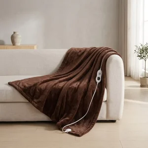 Flannel Electric Heating Blanket Thermal Quilted 6 Heat Levels Machine Washable American Style Portable Folded Winter Warming