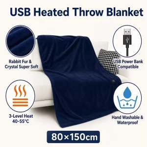 Flannel Fleece 80x150cm Portable Electric Blanket 3 Heat Settings for Office and Car and Outdoor with CE FCC ETL Certified