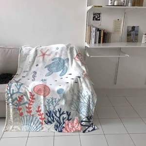 Flannel Fleece Bed Blankets Lightweight Cozy Throw Blanket for Couch Sofa Bedroom Adults Kids Sea Turtle Ocean Animal Landscape