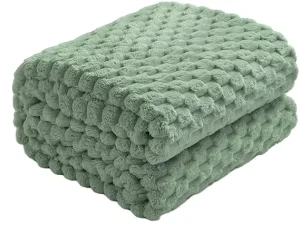 Flannel Fleece Throw Blanket Hexagon Jacquard Decorative Fuzzy Blankets for Household Camping and Travel Super Soft Cozy