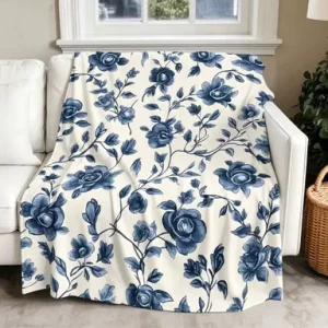Flannel Fleece Throw Blankets for Couch Bed Sofa Spring Vintage Flowers Botanical Cozy Fluffy Blanket for Adults Women