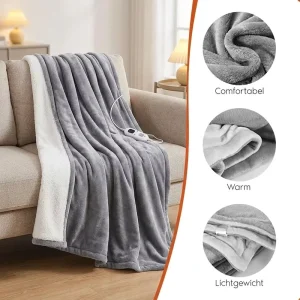Flannel Heated Throw Blanket With Carbon Fiber Heating Temperature Control Wash Machine Overheat Protection Adjustable