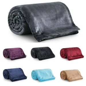 Flannel Lap Blanket Solid Color Super Soft Smooth Cozy Fleece Plush Blanket