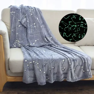 Flannel Plush Luminous Throw Blanket Pink Glow in the Dark Throw Blanket for Kids Adult