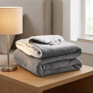 Flannel Sherpa Electric Heating Throw Blanket 6 Heat Settings Machine Washable Portable Four Seasons Use