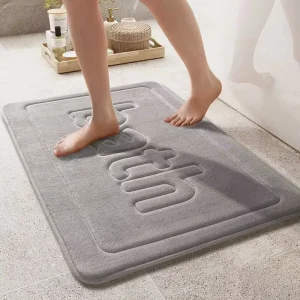 Flannel Thickened Sponge Absorbent Bath Mat Non Slip Memory Foam Floor Carpet for Bathroom Toilet Shower Sink Foot Pad
