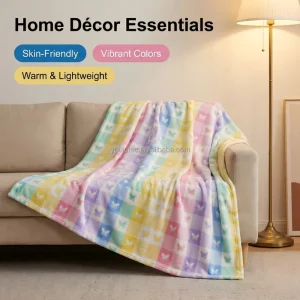 Flannel Throw Blanket 130x150cm Modern Pastel Dot Check Butterfly Four Seasons Airplane Travel Home Decor Vacuum Packed Soft
