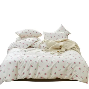 Flat Fitted Cotton Sheet 3d Printed Flower Bedding Set for Home Hotel