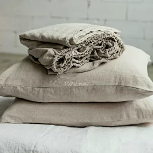 Flax Linen Hotel Bed Linen Bedding Set Pillow Case Fitted Sheet
