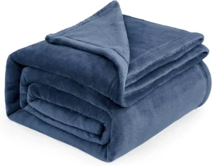 Fleece Eco Friendly Plain Bed Blankets Queen Size Grey Soft Lightweight Plush Cozy Luxury Microfiber 90×90 Inches Warm