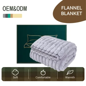 Fleece Knitted Throw Blanket for Couch Bed Stripe Jacquard Decorative Blankets Cozy Soft Fuzzy Flannel Eco Friendly All Seasons