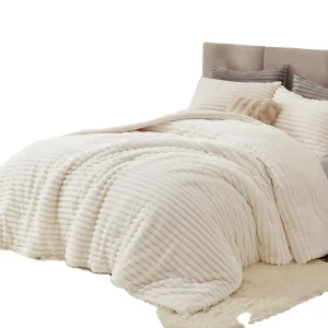 Fleece Queen Comforter Super Soft Warm Fluffy Bedding Set Luxury Fuzzy Heavy Bed Set for Winter With 2 Pillow Cases
