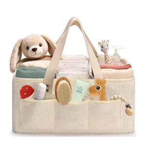 Fleece Quilted Diaper Bag Plaid Quilted Diaper Caddy Organizer Baby Shower Gift Bag Changing Pad Organizer
