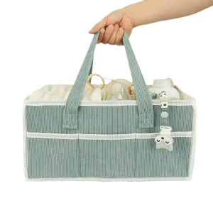 Fleece Quilted Diaper Bag Plaid Quilted Diaper Caddy Organizer Corduroy Baby Shower Gift Bag Changing Pad Organizer