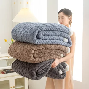 Fleece Soft Double Sided Thickened Air Conditioning Blanket Nap Blanket Suitable for All Four Seasons Sofa Bedroom Blanket