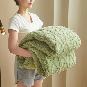 Fleece Throw Blanket Super Soft Lightweight Blanket with 3D Jacquard Weave Pattern Blanket