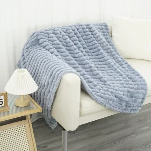 Fleece Throw Blanket for Couch Soft Warm Fluffy Light Blue Four Seasons Use 100% Polyester Machine Washable Decorative Blanket