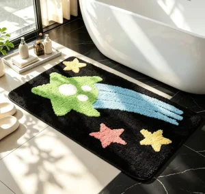 Flocked Bath Mat Bathroom Entrance Water absorbent Anti slip Mats Starry Night Wandering Style Anti fatigue Living Room Carpet