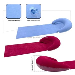 Flocked Long U Inflatable Beach Pillow Mat Portable Inflatable Lounge Cushion for Beach Pool Outdoor Sunbathing Rest