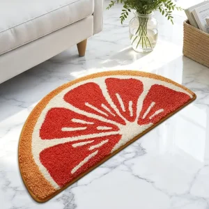 Flocked Simple Living Room Rug Bathroom Non Slip Mat Toilet Water Absorbent Machine Washable Leaves Flowers Design Floor Mat Mat