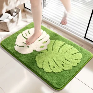 Flocked Thickened Non Slip Bathroom Mat Water Absorbent Quick Drying Bathroom Door Mat Home Use Polyester