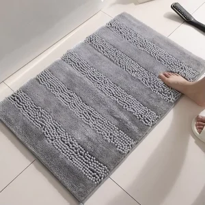 Flocking Chenille Pearl Yarn Polyester Square Solid Color Modern Non slip Entrance Bathroom Door Mat Water Absorbent