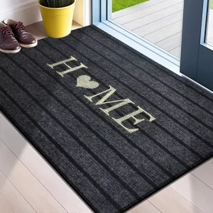 Flocking Solid Color Seven Stripe Foot Mat Door Mat Entrance Mat Shower Room Absorbent Small Carpet Gentle Machine Wash
