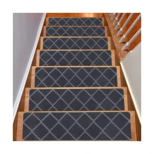 Floor Carpet Rod Step Mat Carpet Runner Staircase Treads Carpet Rugs Set with Reusable Strong Grip Adhesive