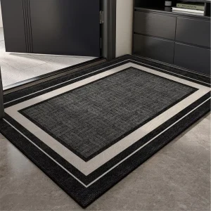 Floor Mat Entry Door Mat Modern Simplicity Square 1.5mm Thick Polyester Silicone Cotton Linen Bottom Washable Home Use