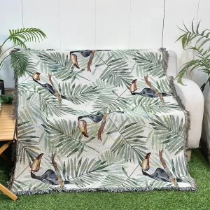 Flora and Fauna Woven Boho Gobelin Tapestry Blankets High Quality Custom European American Style Portable Foldable