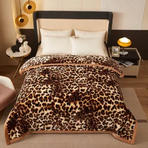 Floral Autumn Raschel Blanket Thickened Double Layer King Size Raschel Blanket