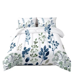 Floral Comforter Three Piece Set 2D Digital Print Quilted Synthetic Fiber Customizable Bulk Bedding Soft Warm Gentle on Skin