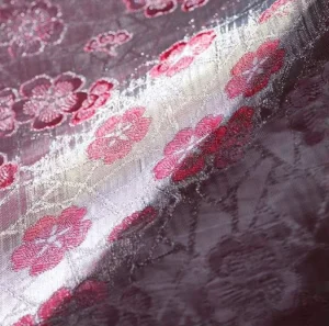 Floral Embossed Metallic Woven Wallcovering Sparkling Textured Metal Fabric High End Commercial Screen & Interior Decoration