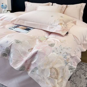 Floral Embroidered 300 Thread Count 100% Cotton Bedding Set Queen King Size All Season
